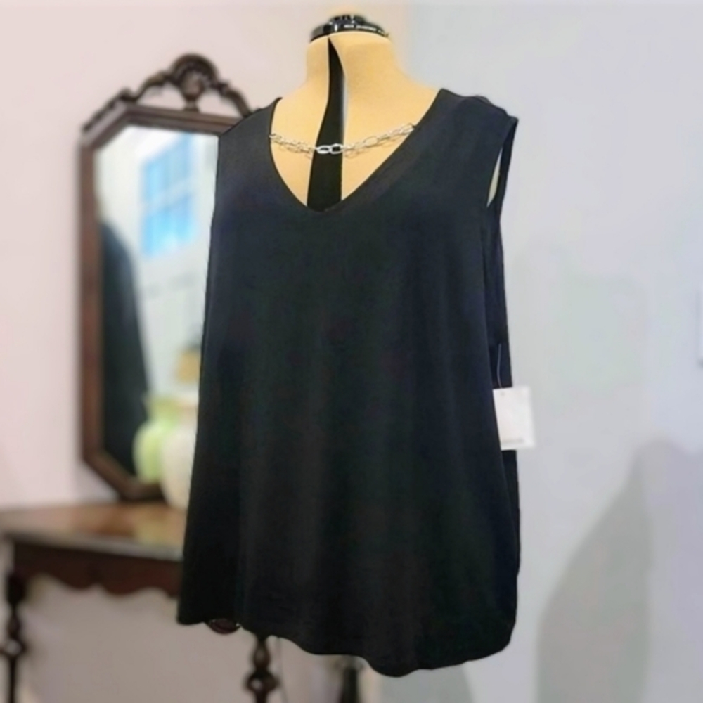 NEW 3X 89th + Madison Sleeveless Black Blouse
